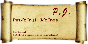Petényi János névjegykártya