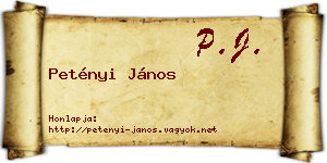 Petényi János névjegykártya